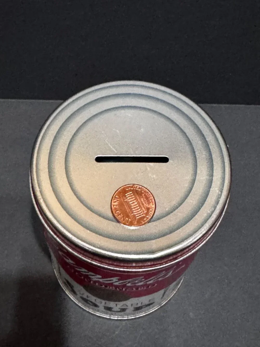 Campbell's Vegetable Soup Tin Canister Bank ft. Campbells Kids Vintage ca. 1997